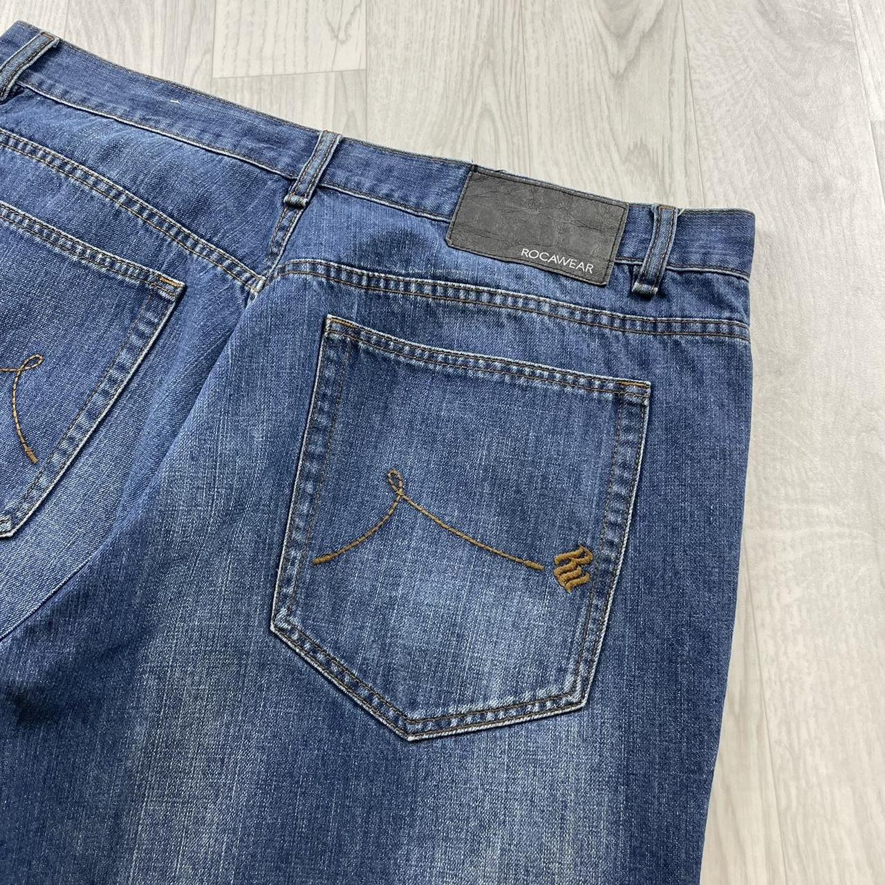 VINTAGE ROCAWEAR BAGGY LOOSE HIP HOP JORTS NAVY BLUE (38w)