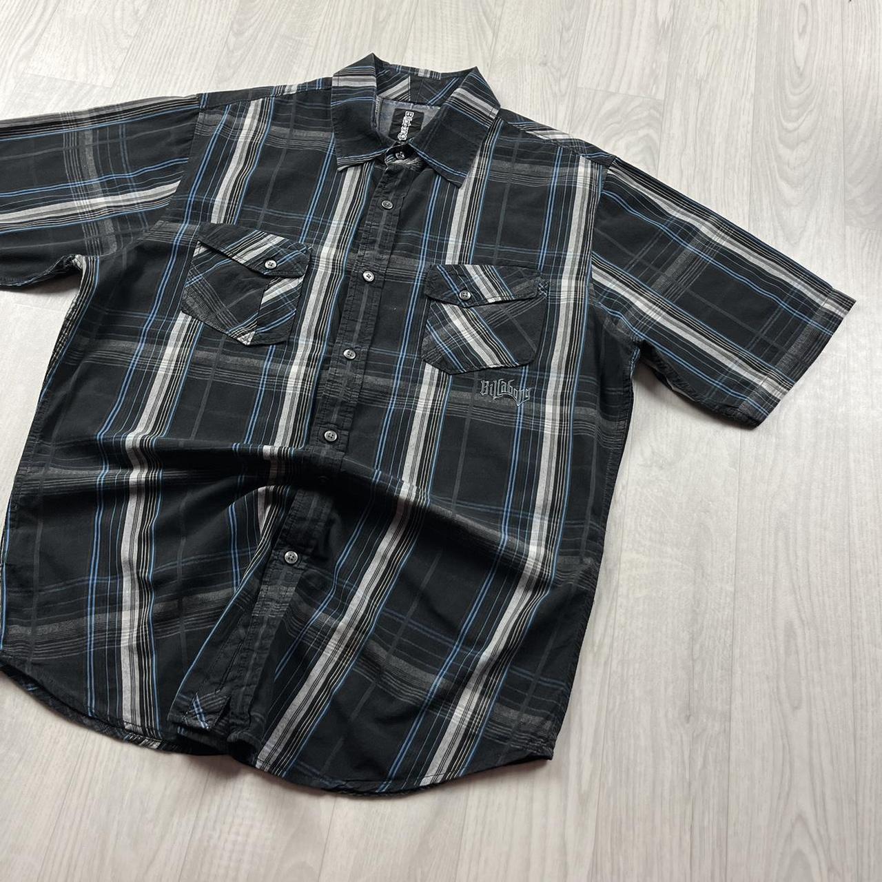 VINTAGE Y2K BILLABONG CHECKERED SHORT SLEEVE SHIRT BLACK