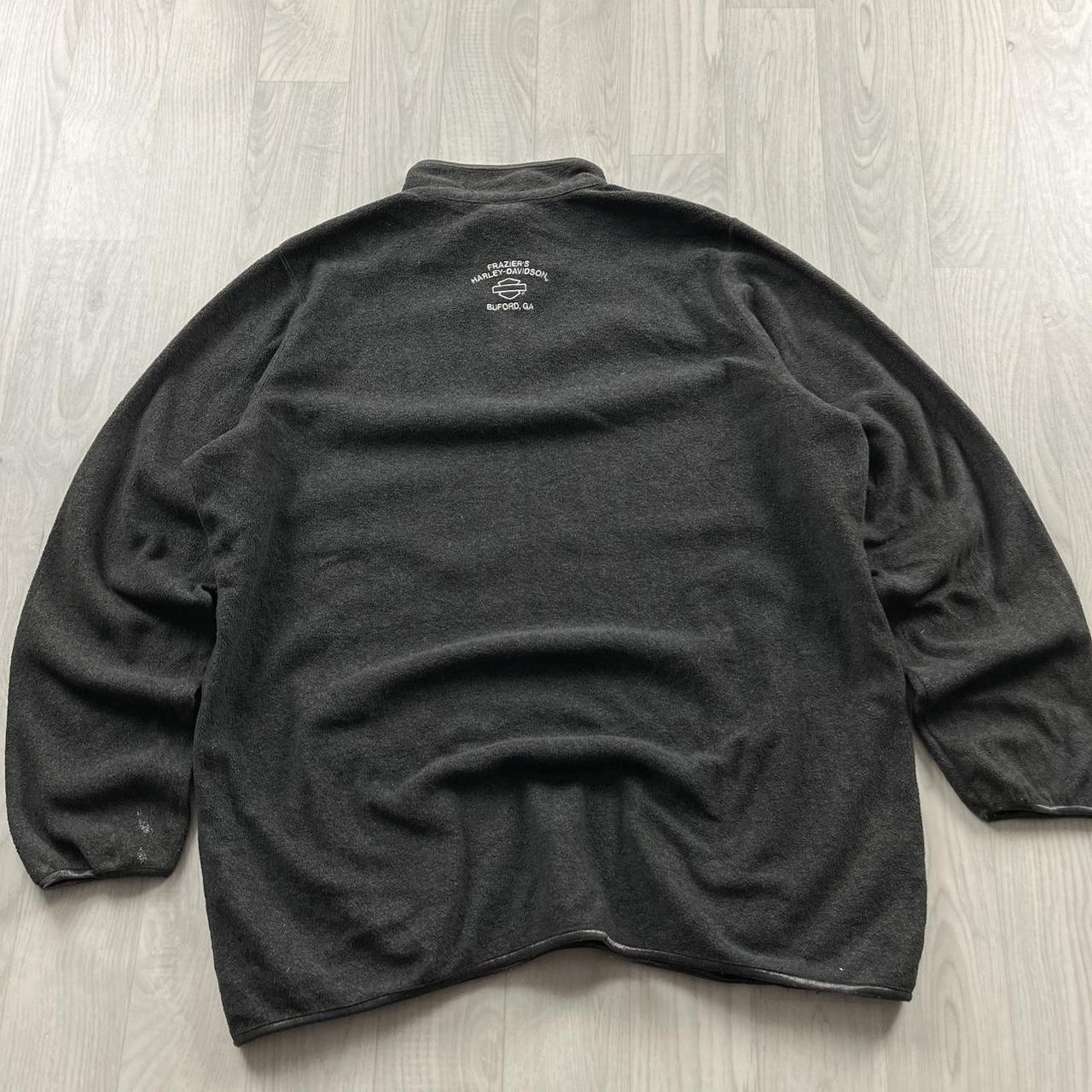 VINTAGE Y2K HARLEY DAVIDSON QUARTER ZIP FLEECE SWEATSHIRT GREY