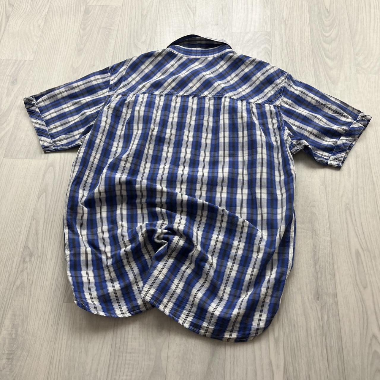 VINTAGE Y2K BERGHAUS CHECKERED SHORT SLEEVE SHIRT BLUE