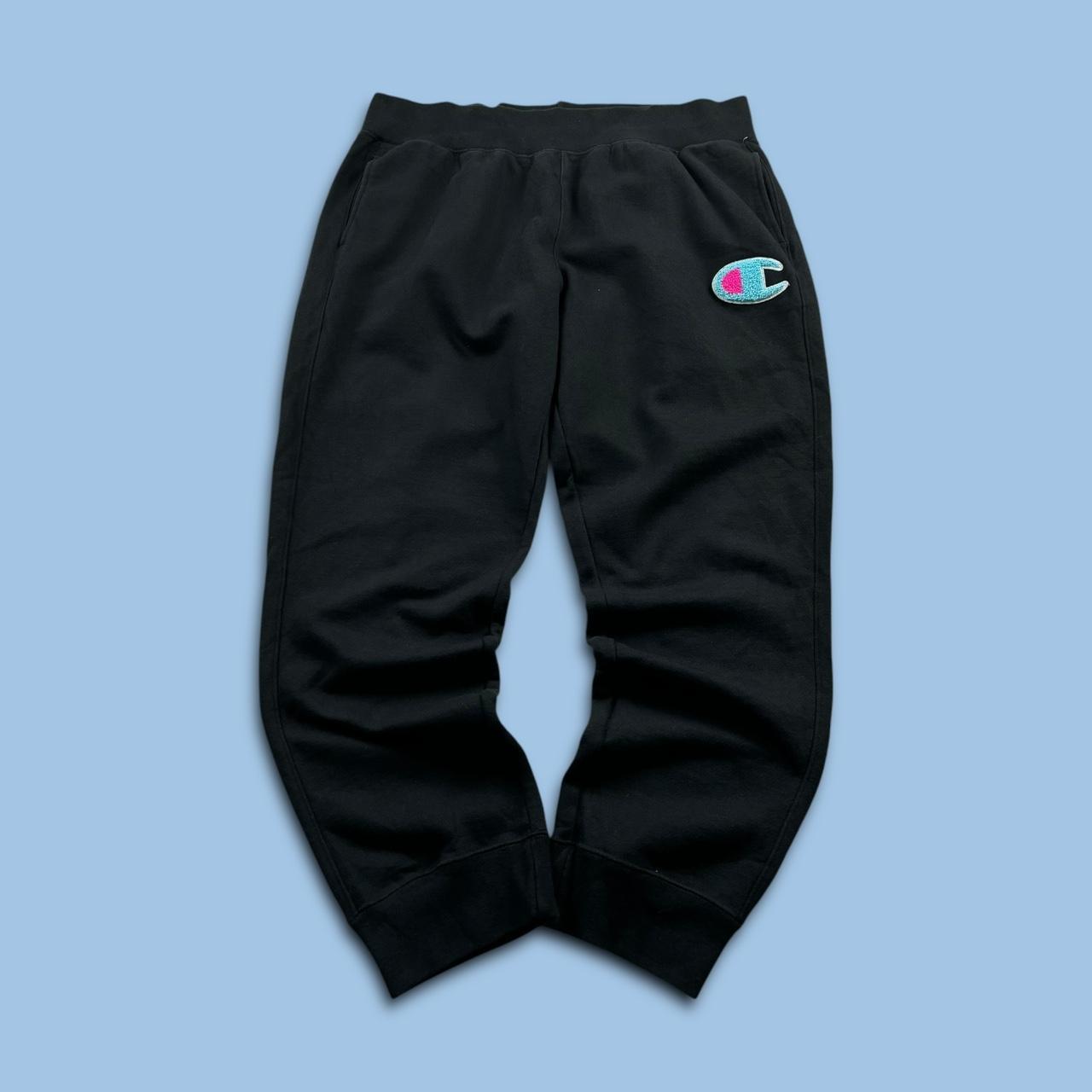 VINTAGE CHAMPION REVERSE WEAVE BAGGY COTTON SWEATPANTS BLACK
