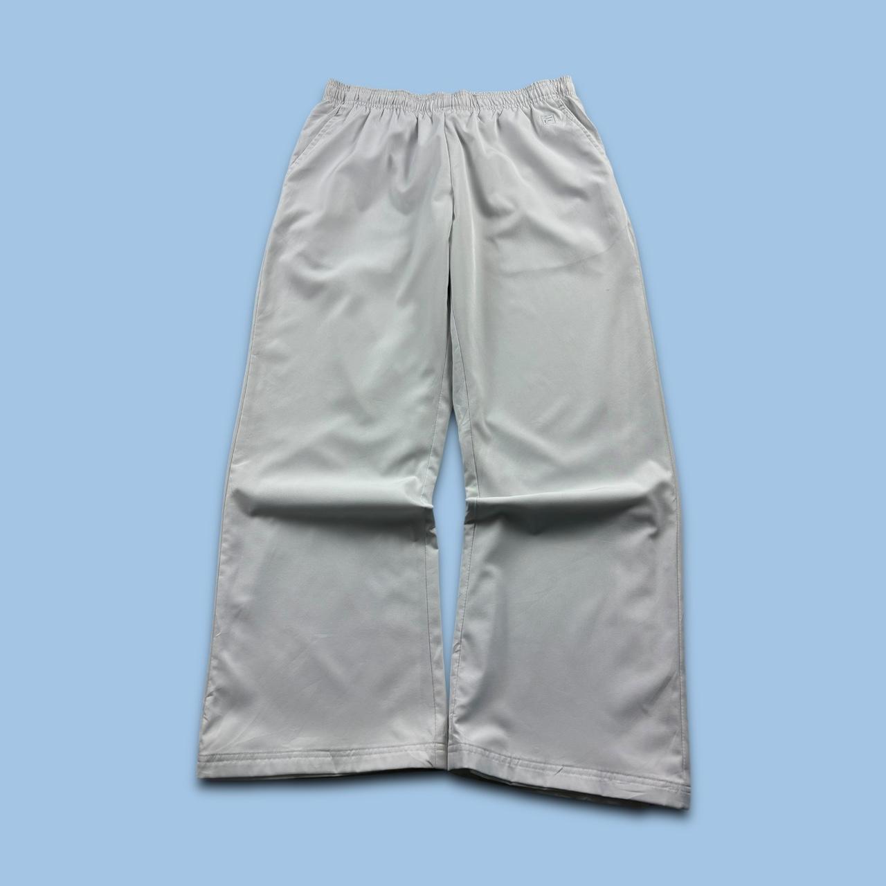 VINTAGE Y2K FILA LOW RISE WIDE LEG TRACKSUIT BOTTOMS WHITE (14)