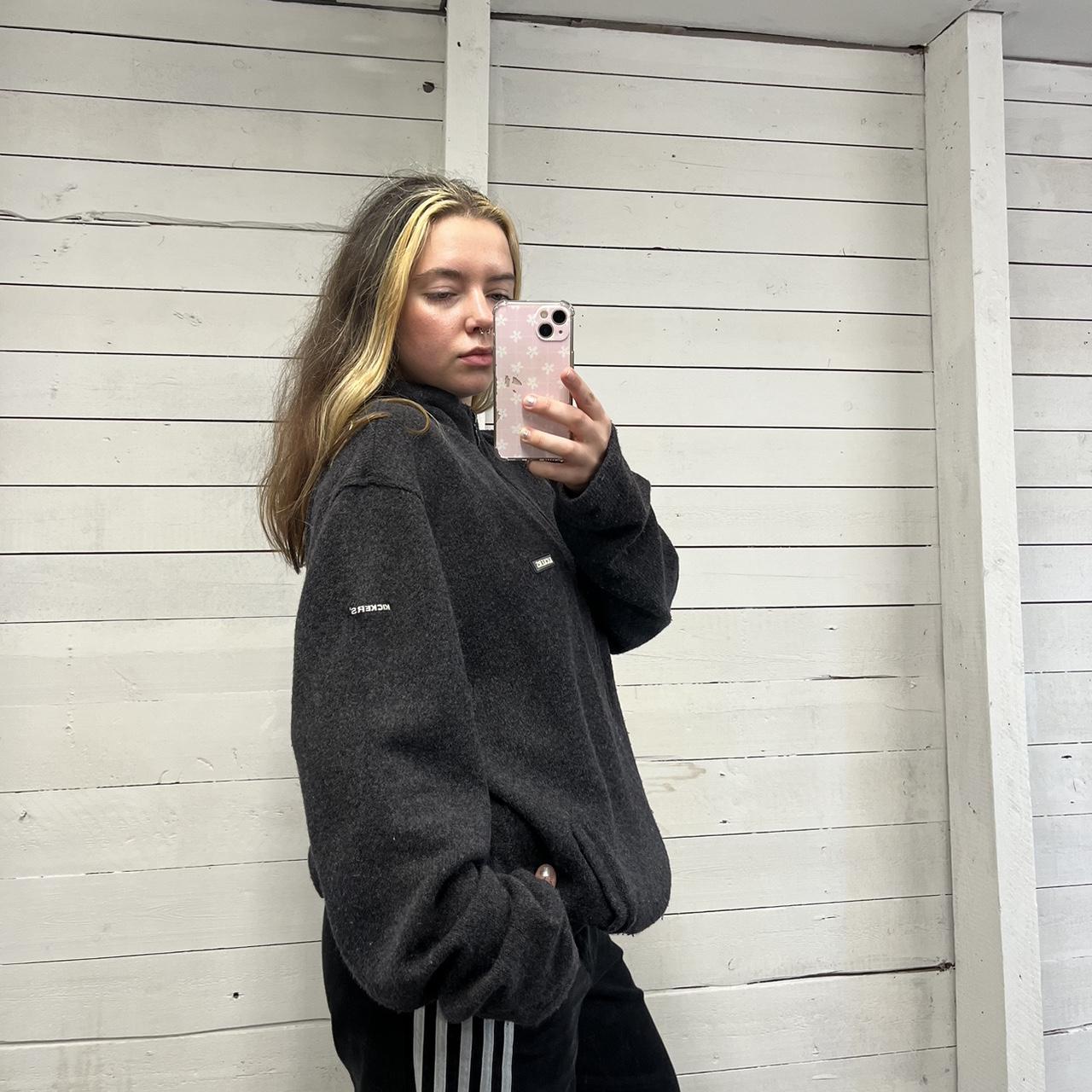 VINTAGE Y2K KICKERS CHUNKY QUARTER ZIP KNITTED JUMPER GREY (XL)