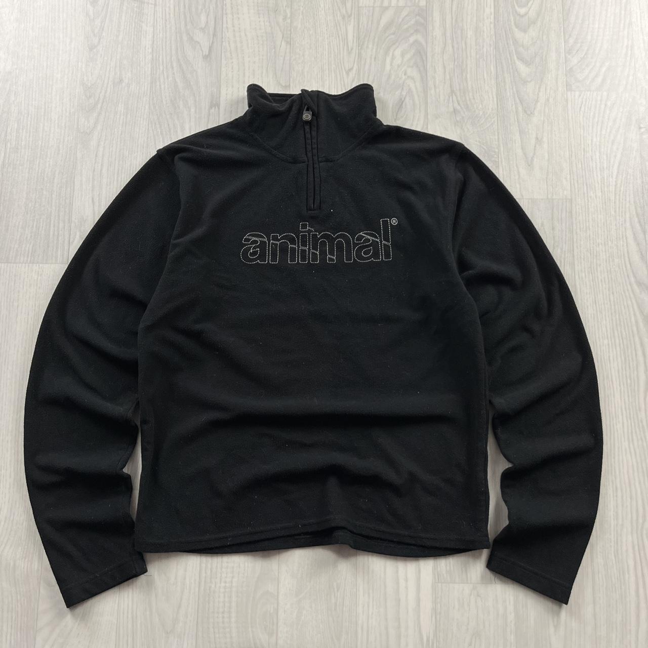 VINTAGE Y2K ANIMAL QUARTER ZIP FLEECE SWEATSHIRT BLACK