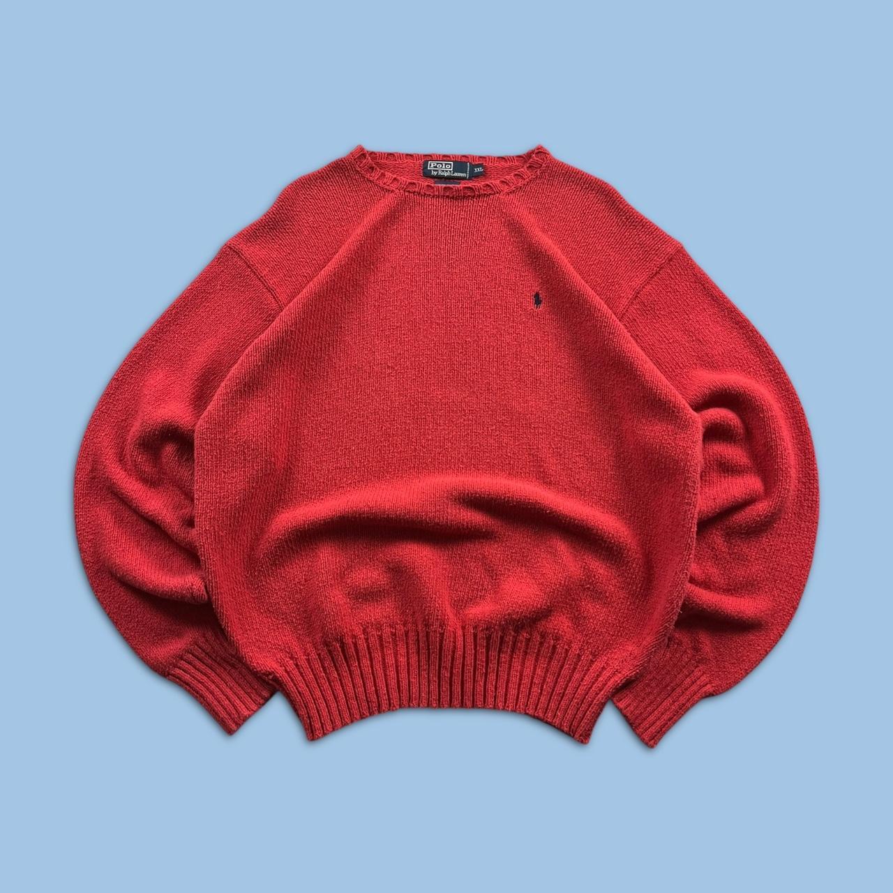 VINTAGE Y2K POLO RALPH LAUREN CHUNKY KNITTED JUMPER RED