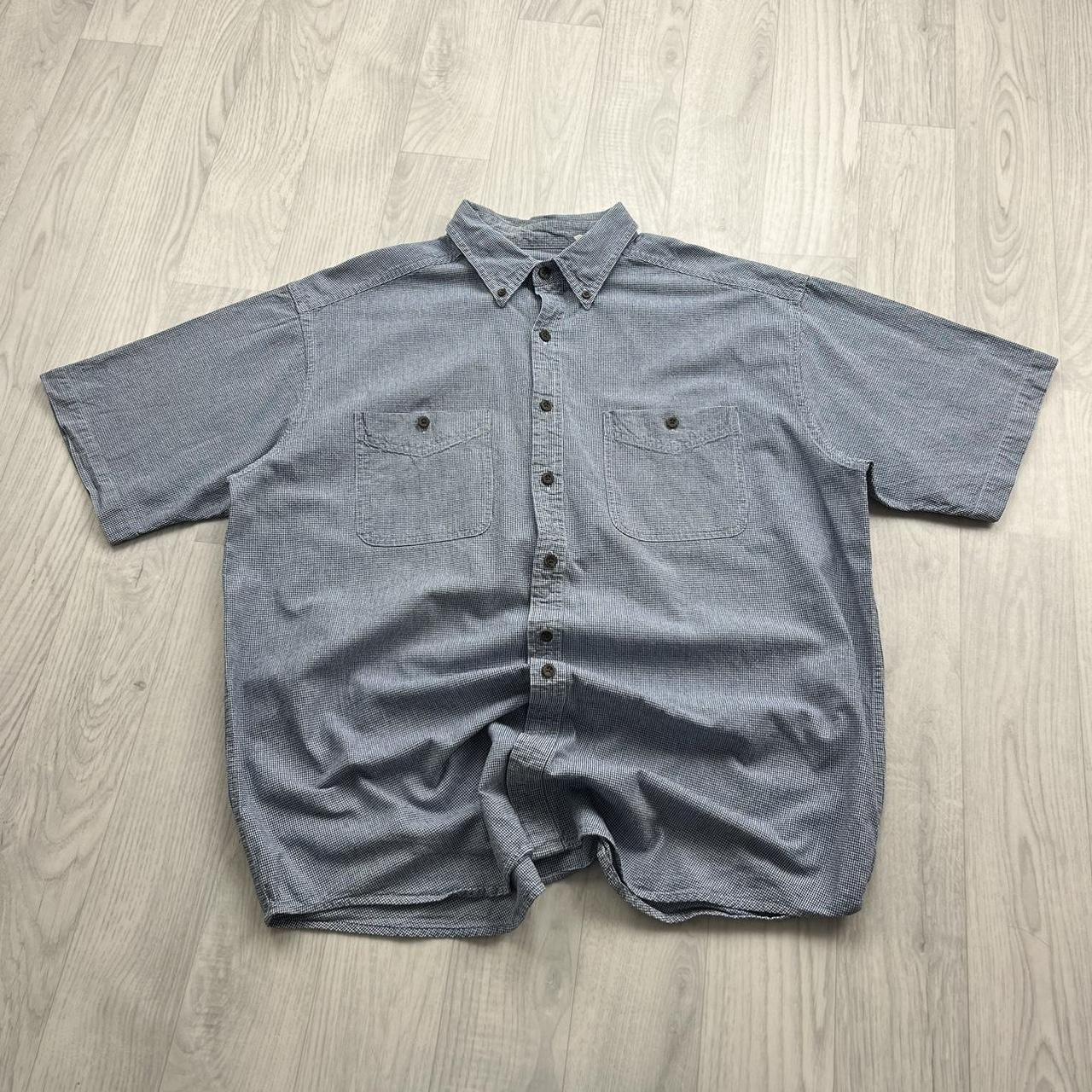 VINTAGE Y2K L L BEAN PATTERN SHORT SLEEVE BUTTON UP SHIRT NAVY