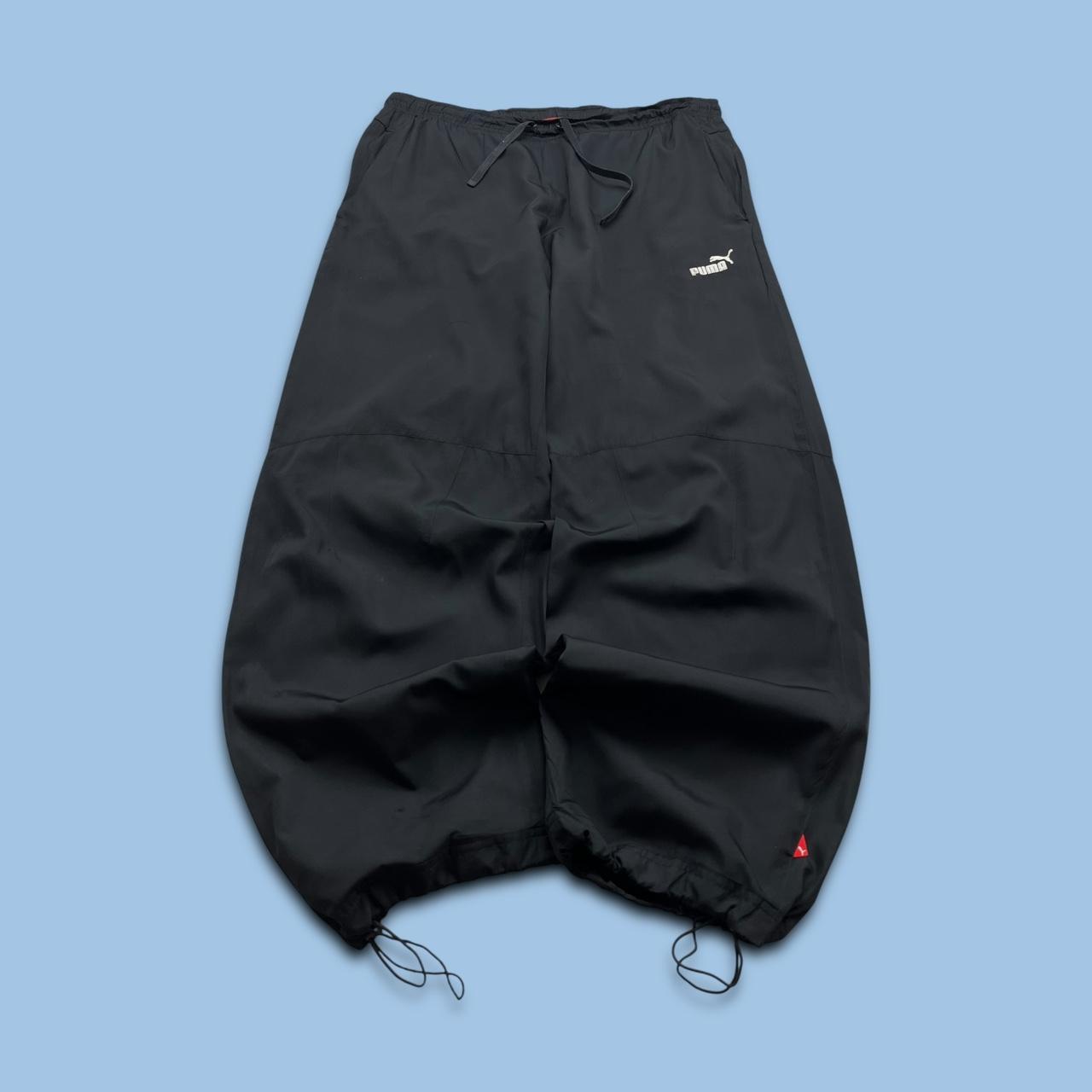 VINTAGE Y2K PUMA BAGGY TECHNICAL TRACKSUIT BOTTOMS BLACK