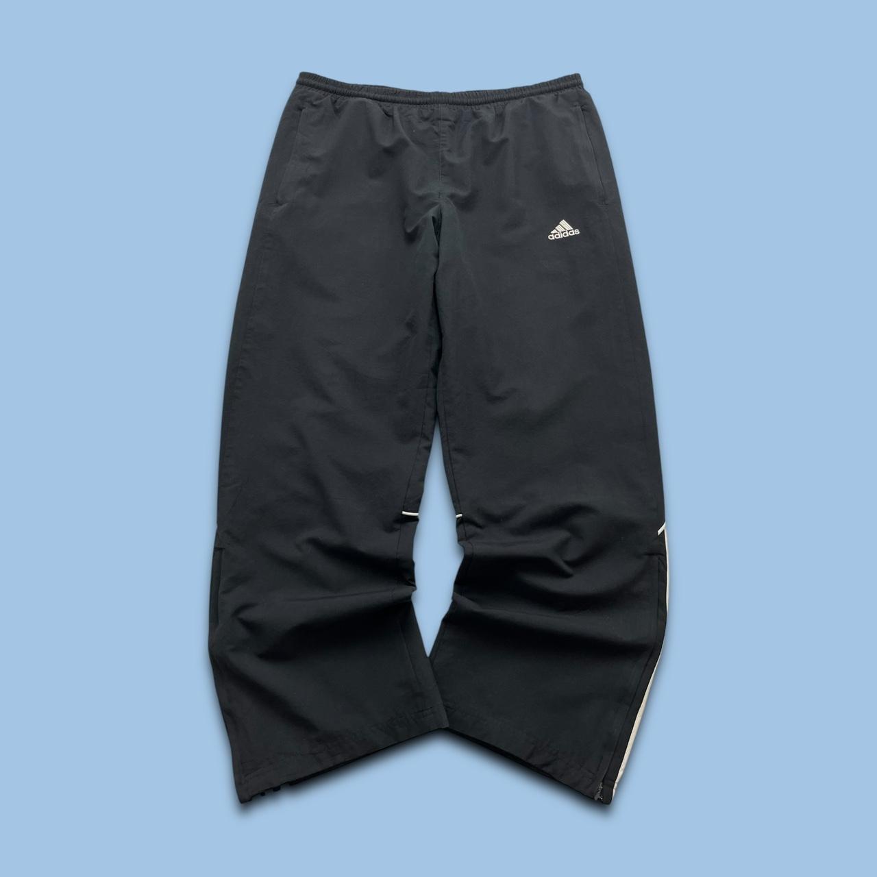 VINTAGE Y2K ADIDAS WIDE LEG TRACKSUIT BOTTOMS BLACK