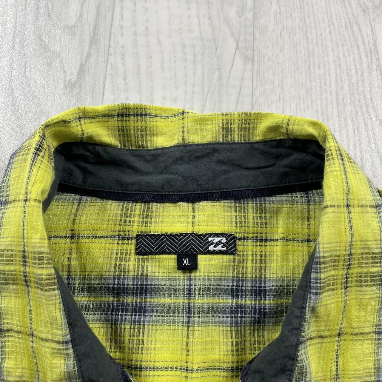 VINTAGE Y2K BILLABONG SHORT SLEEVE CHECK SHIRT YELLOW BLACK (L)