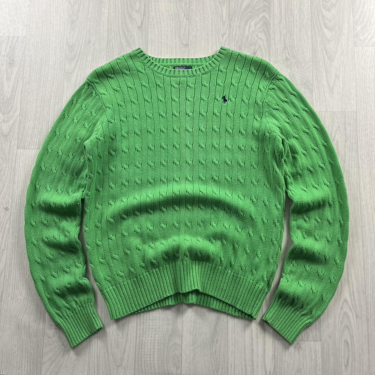 VINTAGE Y2K POLO RALPH LAUREN CHUNKY CABLE KNITTED JUMPER GREEN