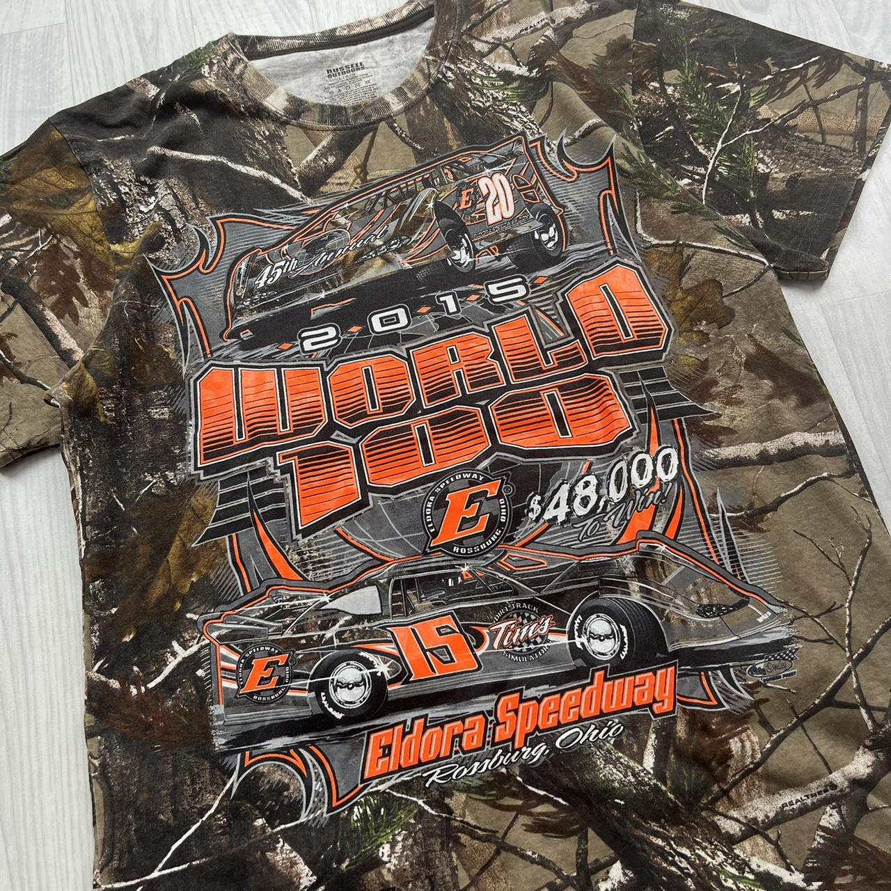 2015 RUSSELL OUTDOORS NASCAR GRAPHIC REALTREE T SHIRT CAMO