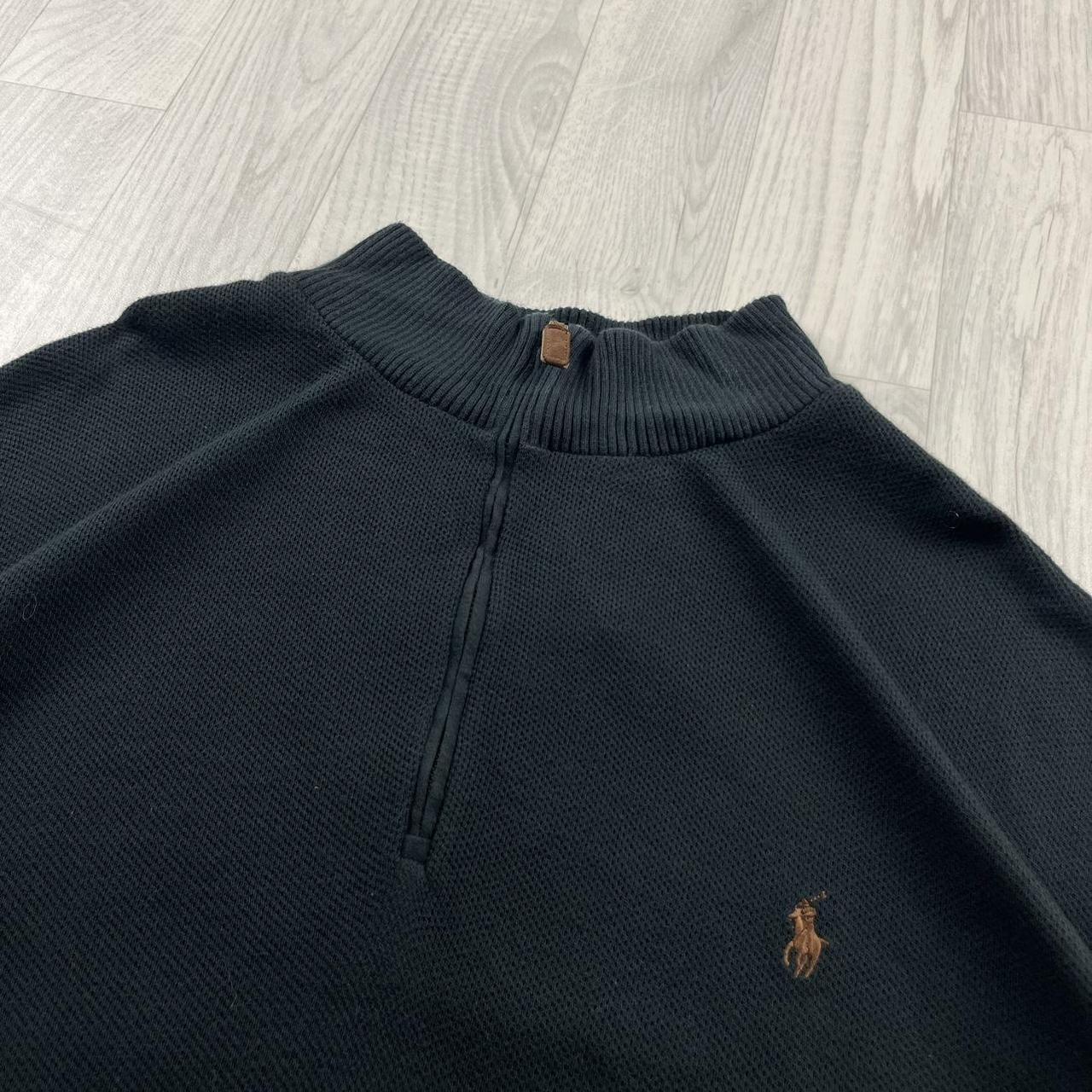VINTAGE Y2K POLO RALPH LAUREN QUARTER ZIP KNITTED JUMPER BLACK