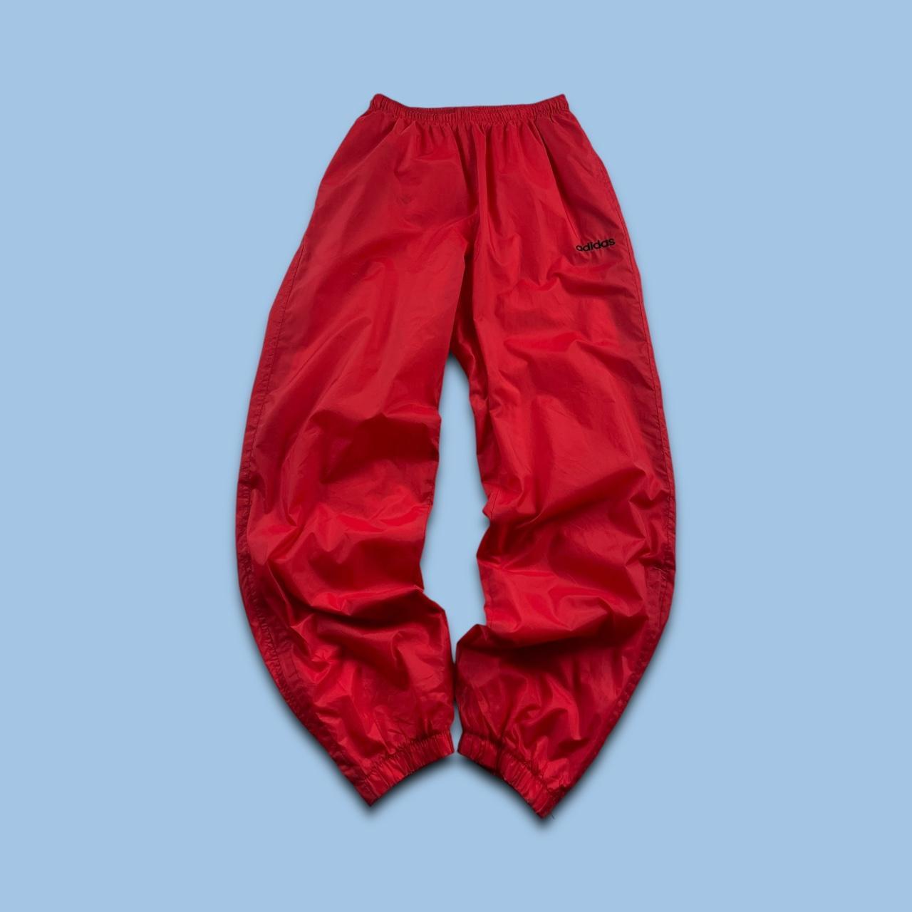 VINTAGE 90s ADIDAS BAGGY TRACKSUIT BOTTOMS RED (S)