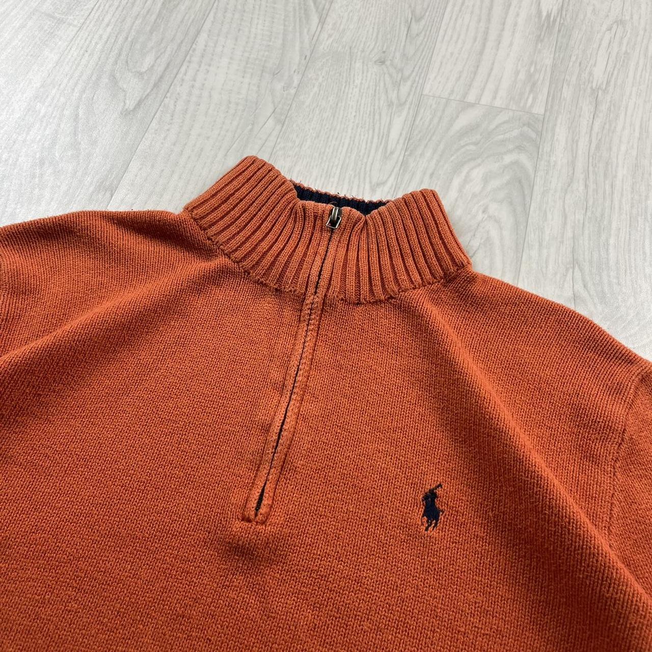 VINTAGE Y2K POLO RALPH LAUREN QUARTER ZIP CHUNKY KNITTED JUMPER ORANGE