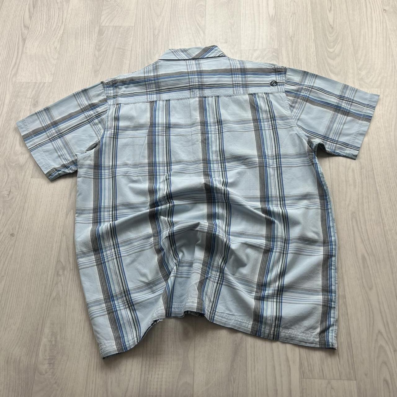 VINTAGE Y2K ANIMAL CHECKERED SHORT SLEEVE SHIRT BLUE