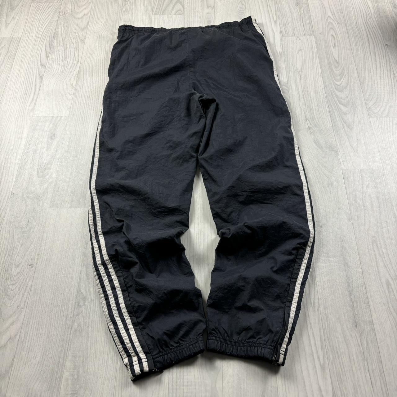 VINTAGE 90s ADIDAS BAGGY SHELL TRACKSUIT BOTTOMS NAVY