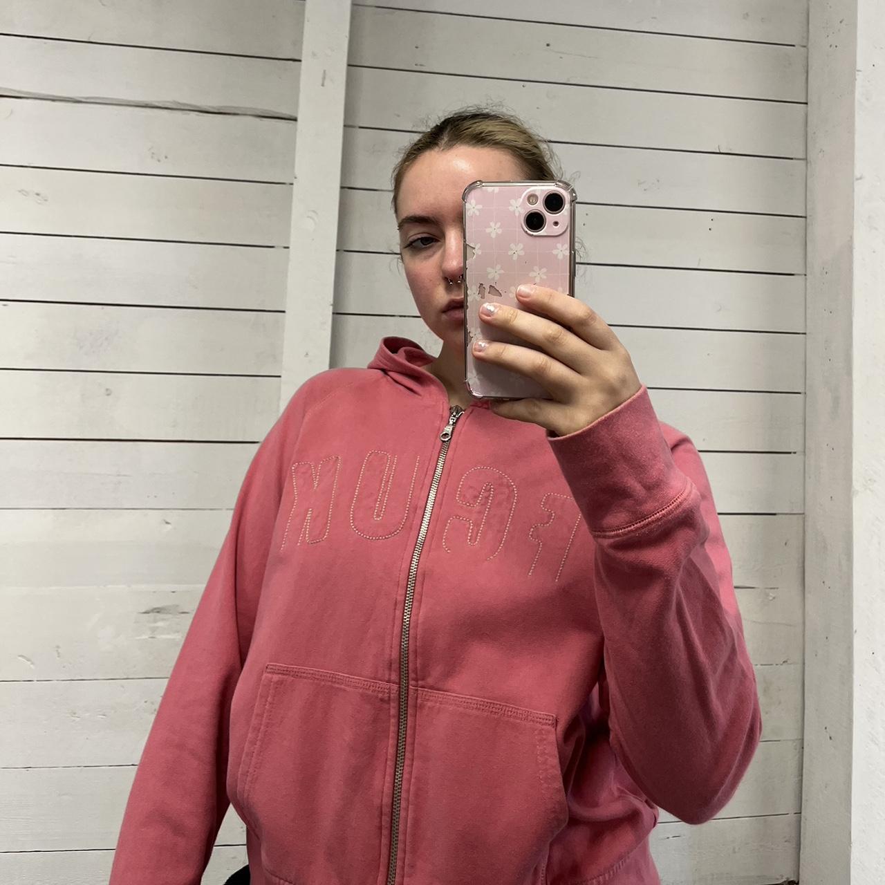VINTAGE Y2K FCUK SPELL OUT ZIP UP HOODIE PINK