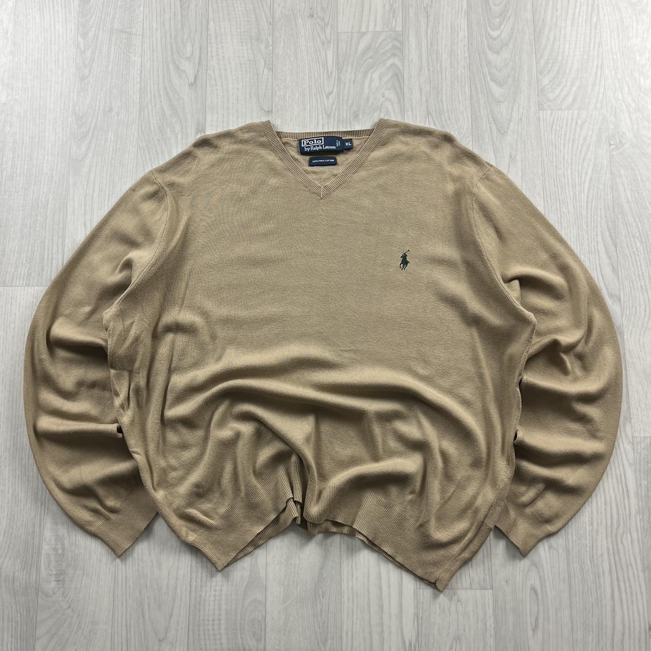 VINTAGE Y2K POLO RALPH LAUREN KNITTED JUMPER BEIGE