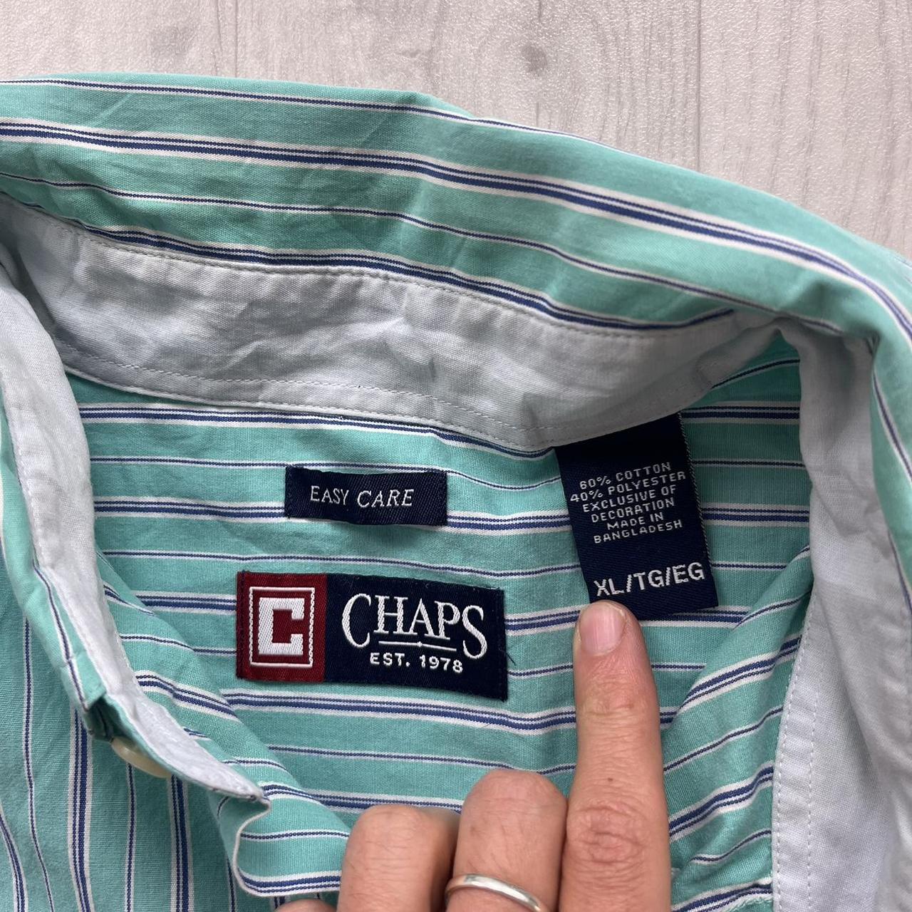 VINTAGE Y2K CHAPS SHORT SLEEVE STRIPED SHIRT TURQUOISE