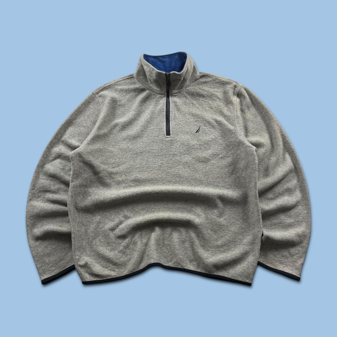 VINTAGE Y2K NAUTICA QUARTER ZIP FLEECE SWEATSHIRT GREY