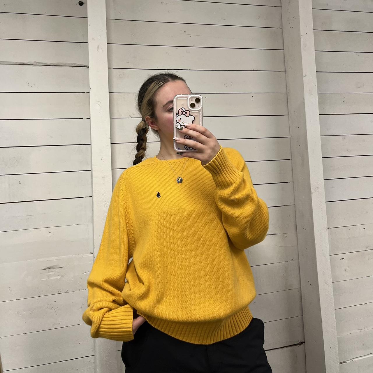 VINTAGE Y2K POLO RALPH LAUREN CHUNKY KNITTED JUMPER YELLOW