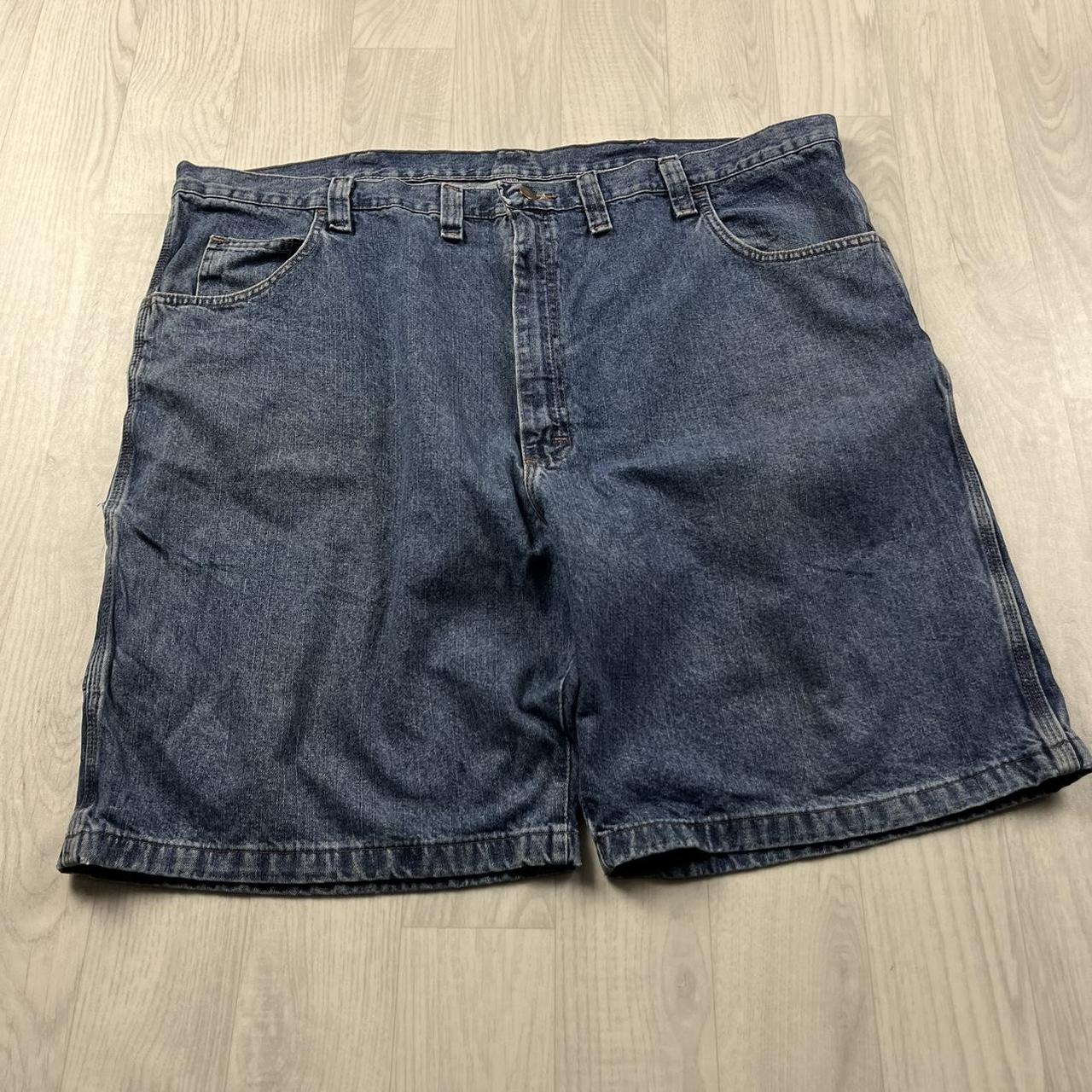 VINTAGE 00s WRANGLER BAGGY LOOSE CARPENTER JORTS BLUE