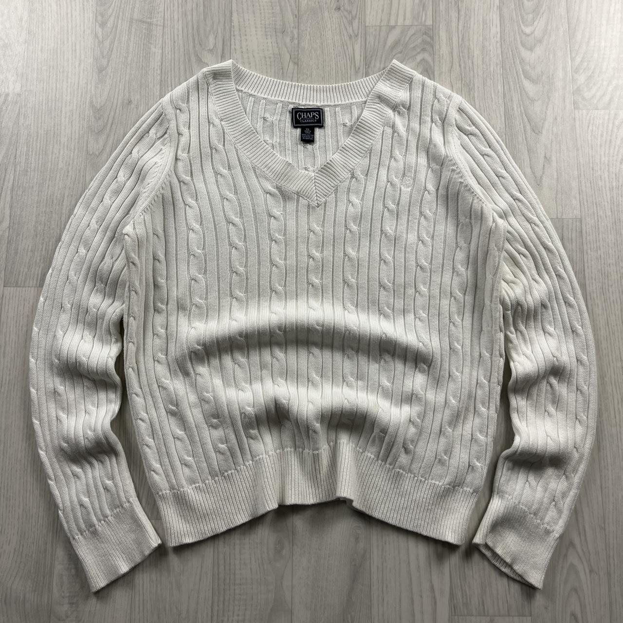 VINTAGE Y2K CHAPS CHUNKY CABLE KNITTED JUMPER WHITE