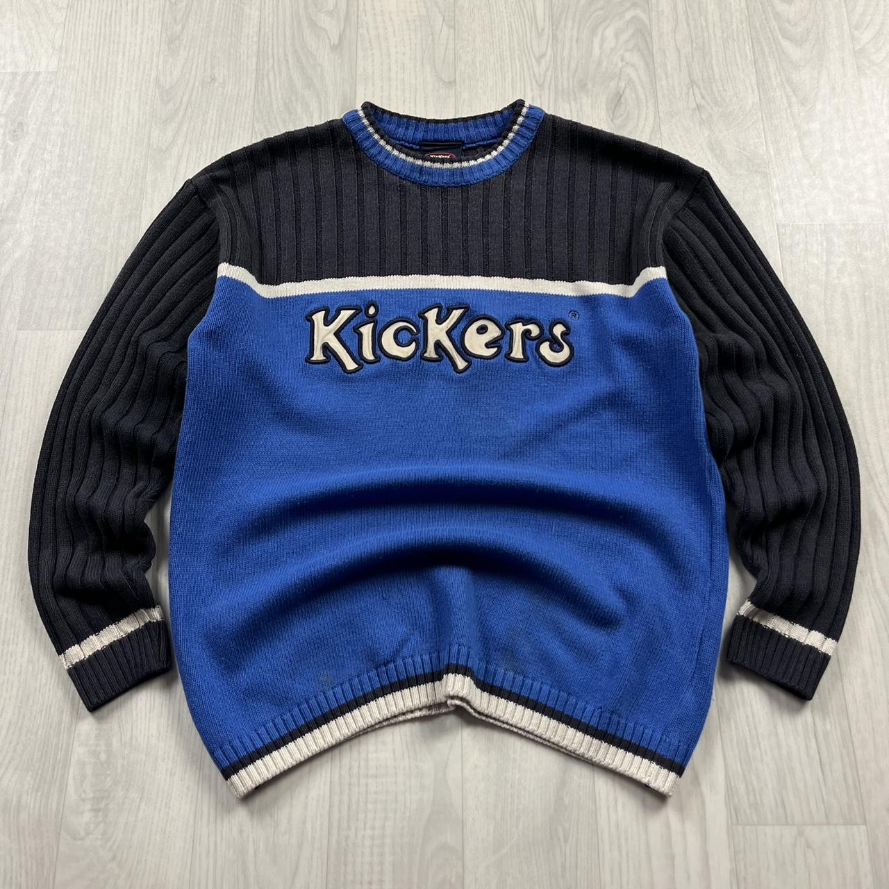 VINTAGE Y2K KICKERS CHUNKY RIBBED KNITTED JUMPER BLUE