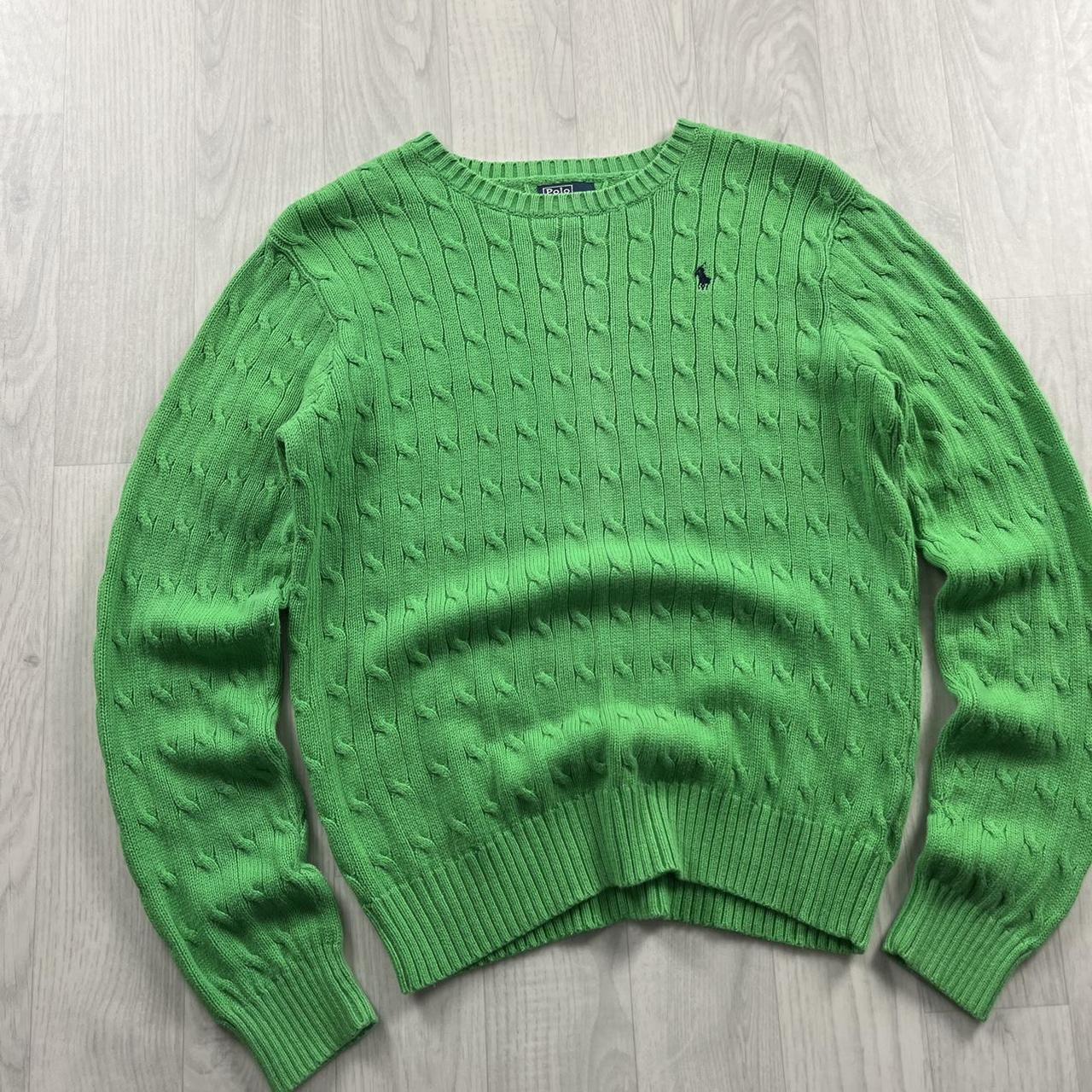 VINTAGE Y2K POLO RALPH LAUREN CHUNKY CABLE KNITTED JUMPER GREEN