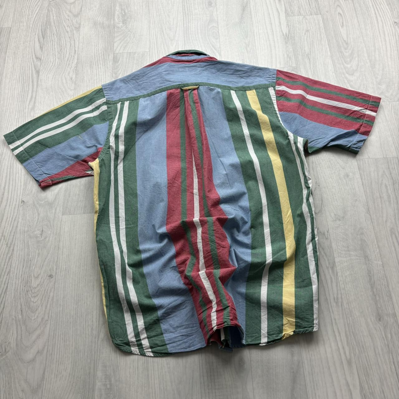 VINTAGE Y2K NAUTICA STRIPED SHORT SLEEVE SHIRT BLUE RED GREEN