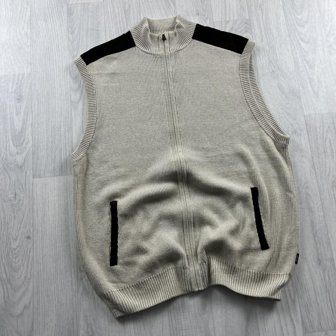 VINTAGE Y2K CHAPS CHUNKY KNITTED ZIP SWEATER VEST