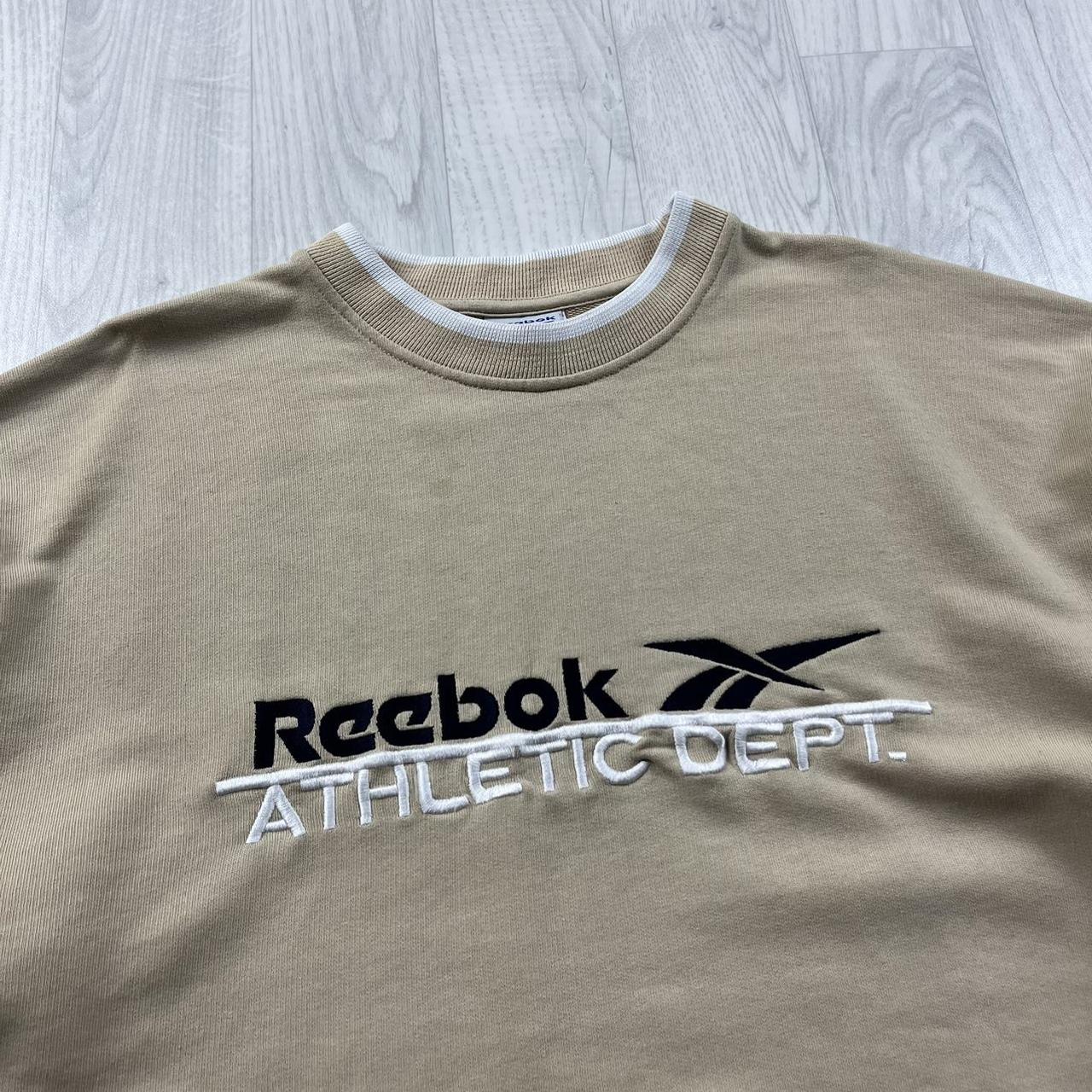 VINTAGE Y2K REEBOK SPELL OUT SWEATSHIRT BEIGE