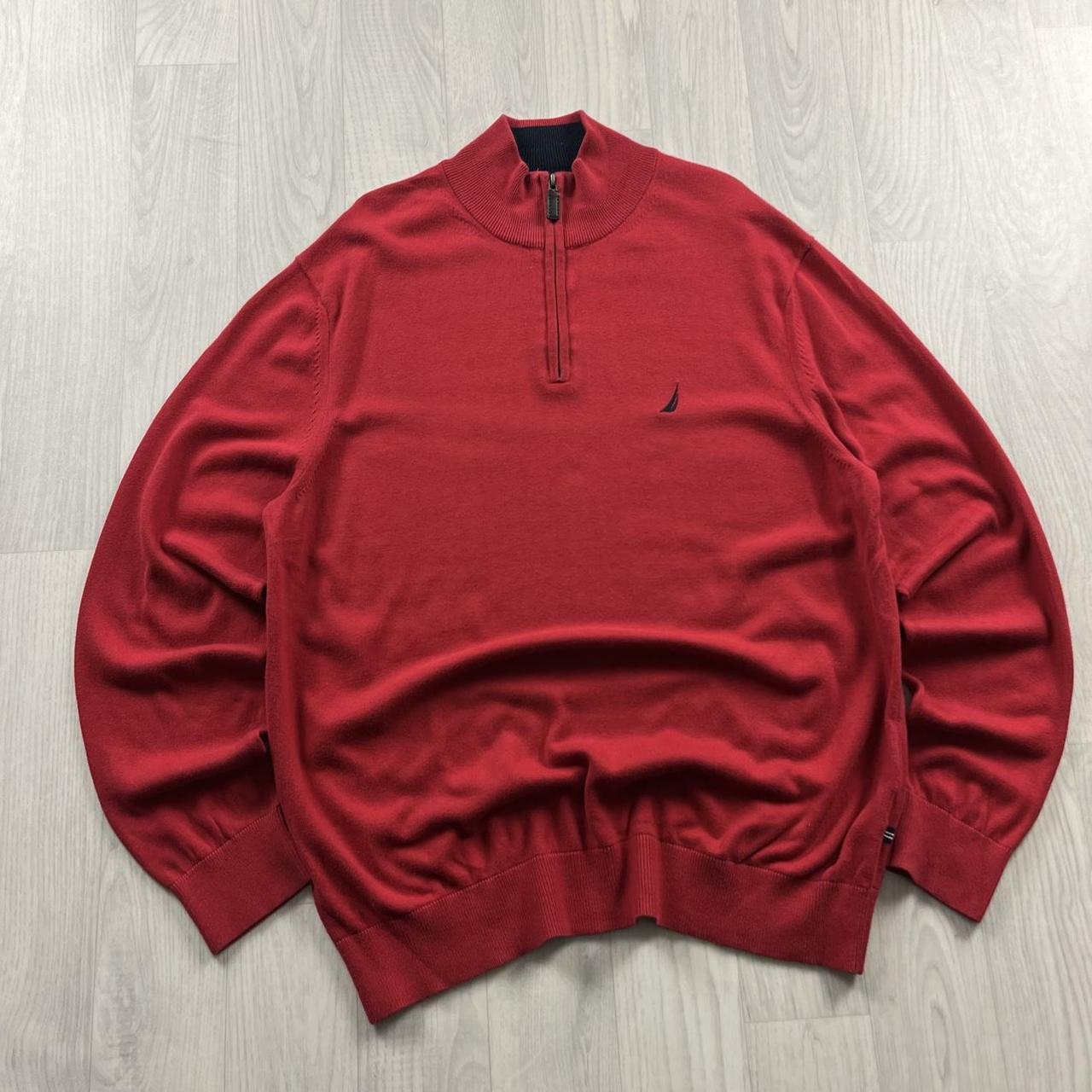 VINTAGE Y2K NAUTICA QUARTER ZIP KNITTED JUMPER RED