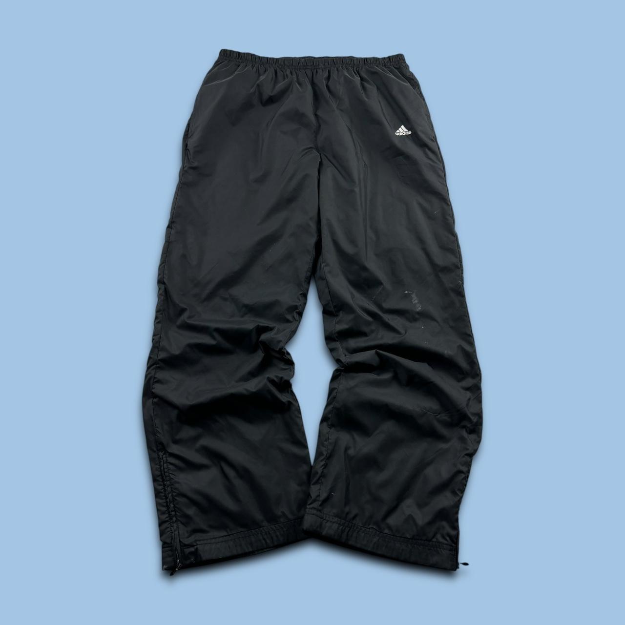 VINTAGE Y2K ADIDAS WIDE LEG BAGGY TRACKSUIT BOTTOMS BLACK