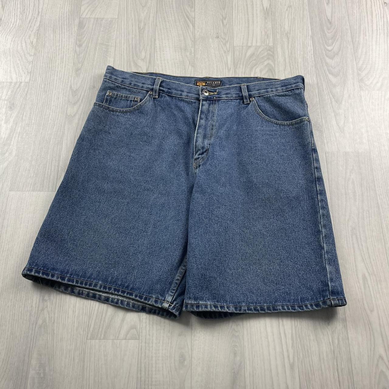 VINTAGE ROUTE 66 BAGGY LOOSE SKATER JORTS BLUE (38w)