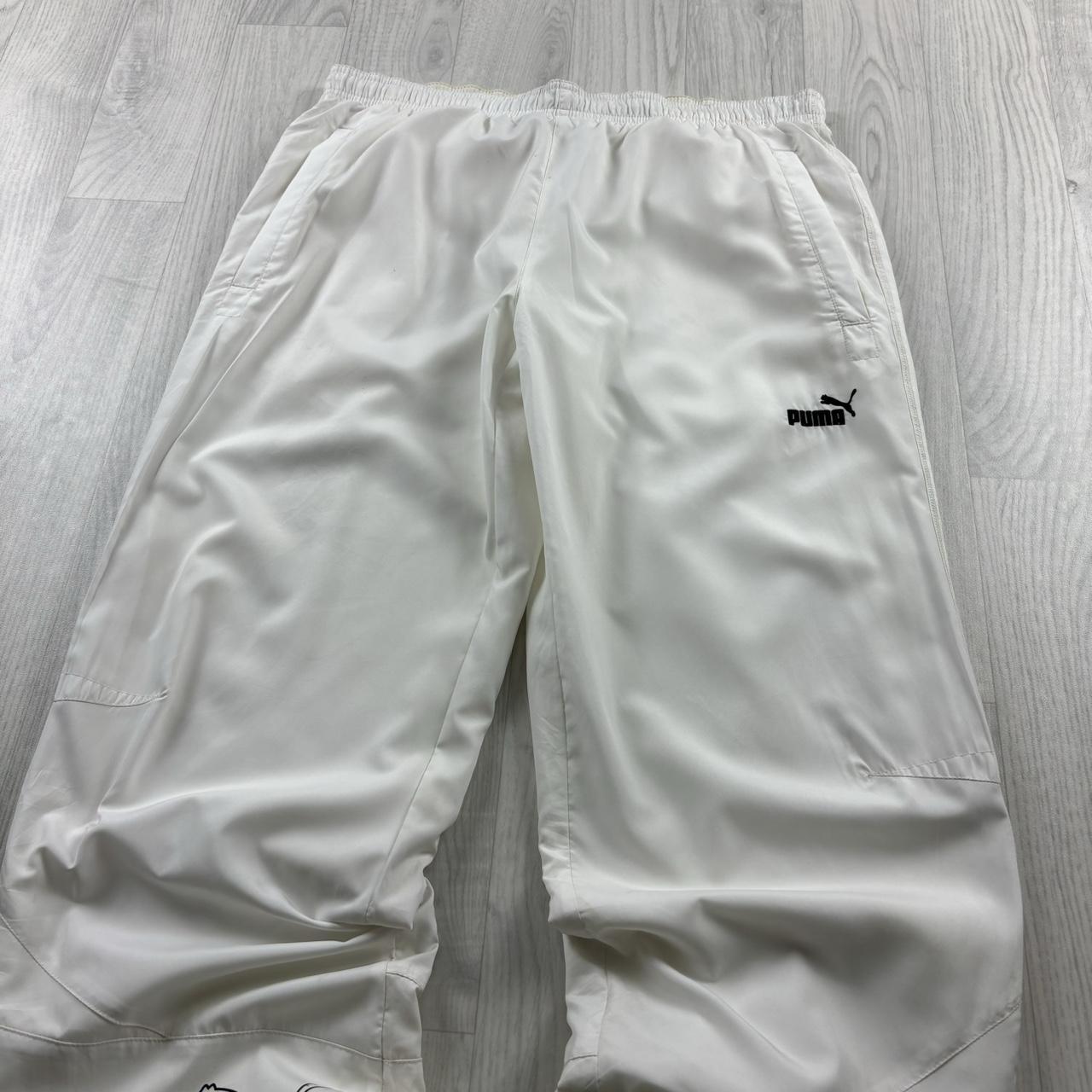 VINTAGE Y2K PUMA TECHNICAL BAGGY TRACKSUIT BOTTOMS WHITE