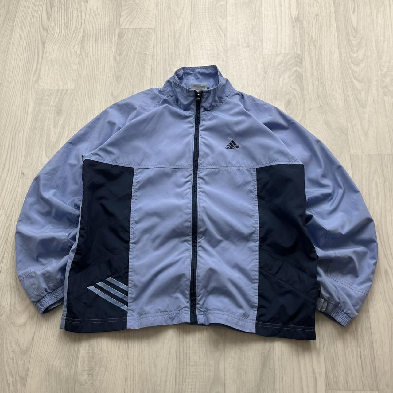VINTAGE 90s ADIDAS PANELLED WINDBREAKER TRACK JACKET BLUE