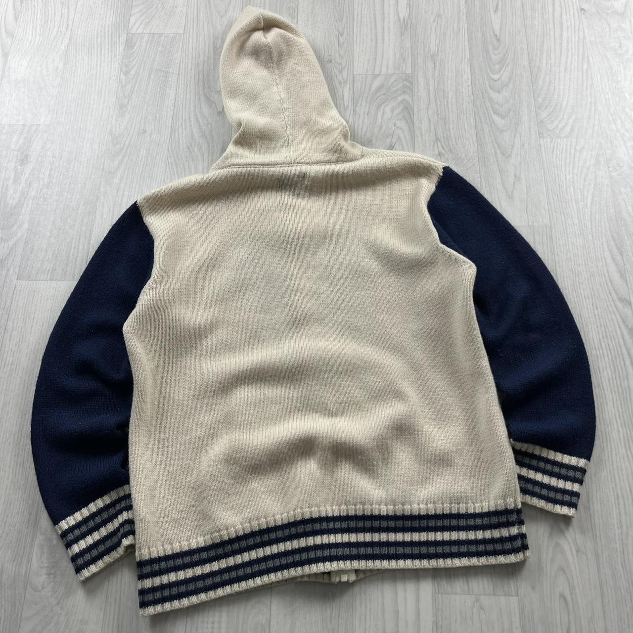 VINTAGE Y2K TEDDY SMITH CHUNKY ZIP KNITTED HOODIE CREAM