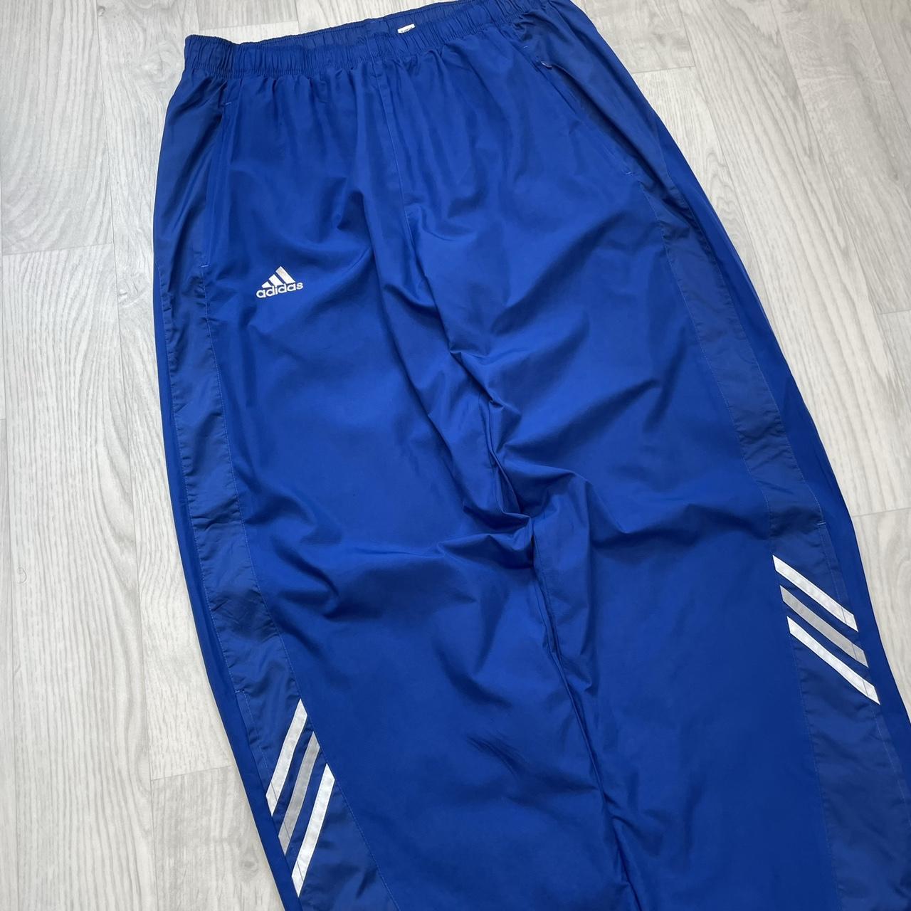 VINTAGE 00s ADIDAS BAGGY TRACKSUIT BOTTOMS BLUE (L)
