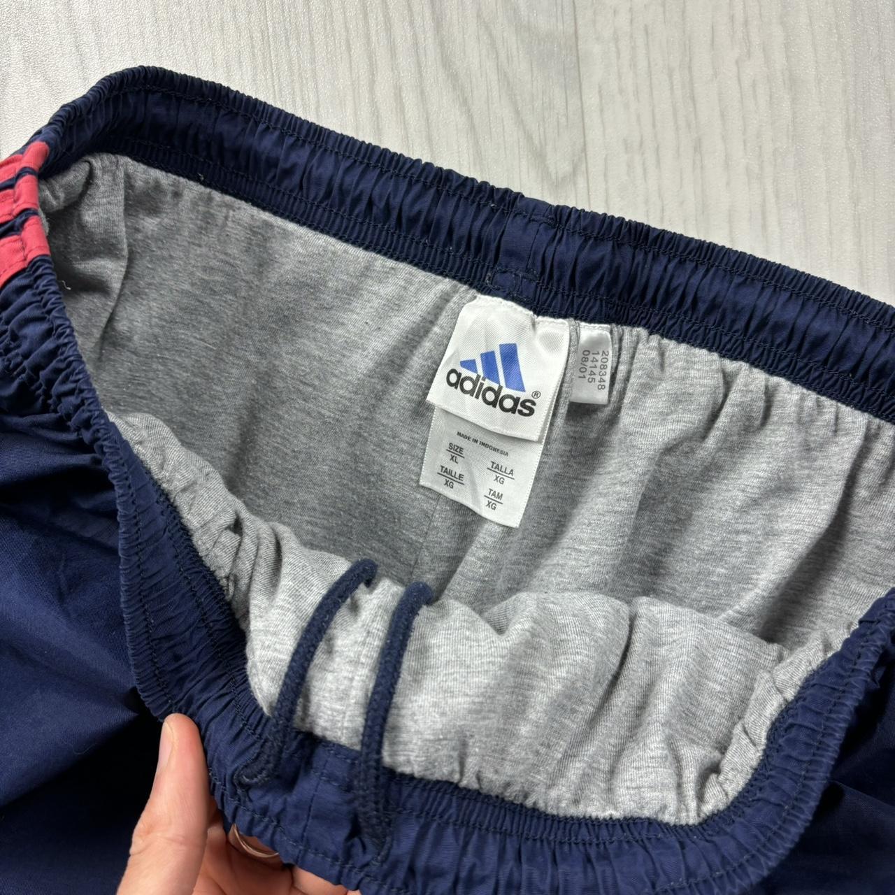 VINTAGE Y2K ADIDAS WIDE LEG BAGGY TRACKSUIT BOTTOMS NAVY RED
