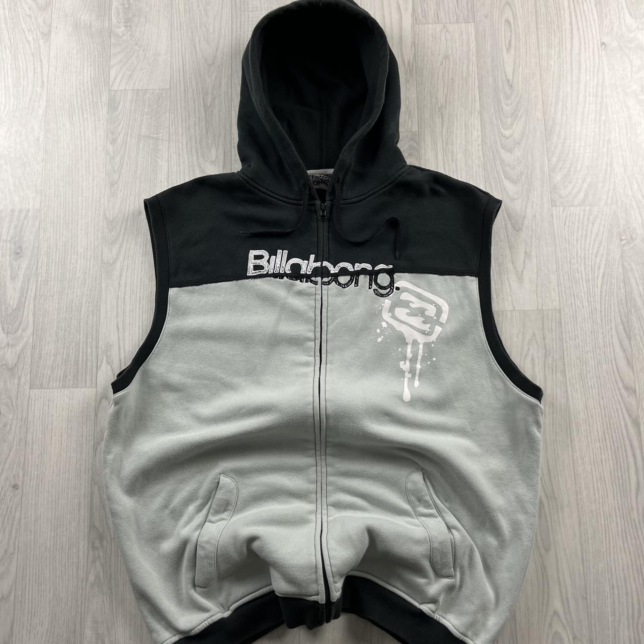 VINTAGE Y2K BILLABONG ZIP SLEEVELESS HOODIE GILET BLACK