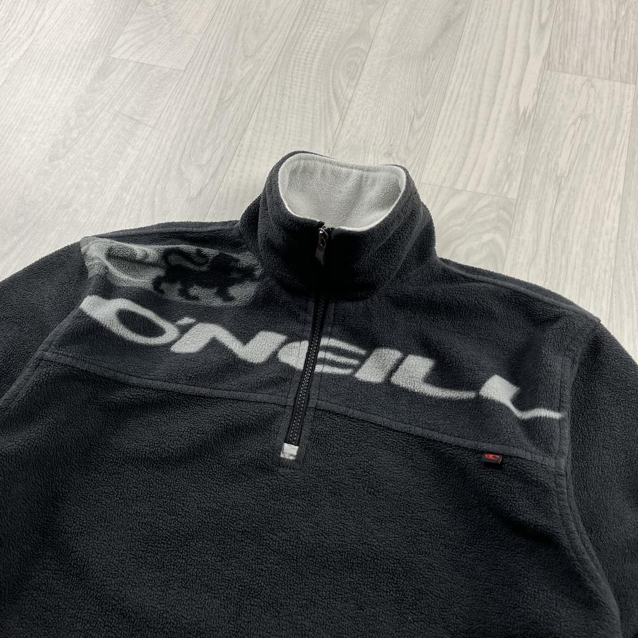 VINTAGE Y2K O’NEILL GRAPHIC QUARTER ZIP FLEECE SWEATSHIRT BLACK