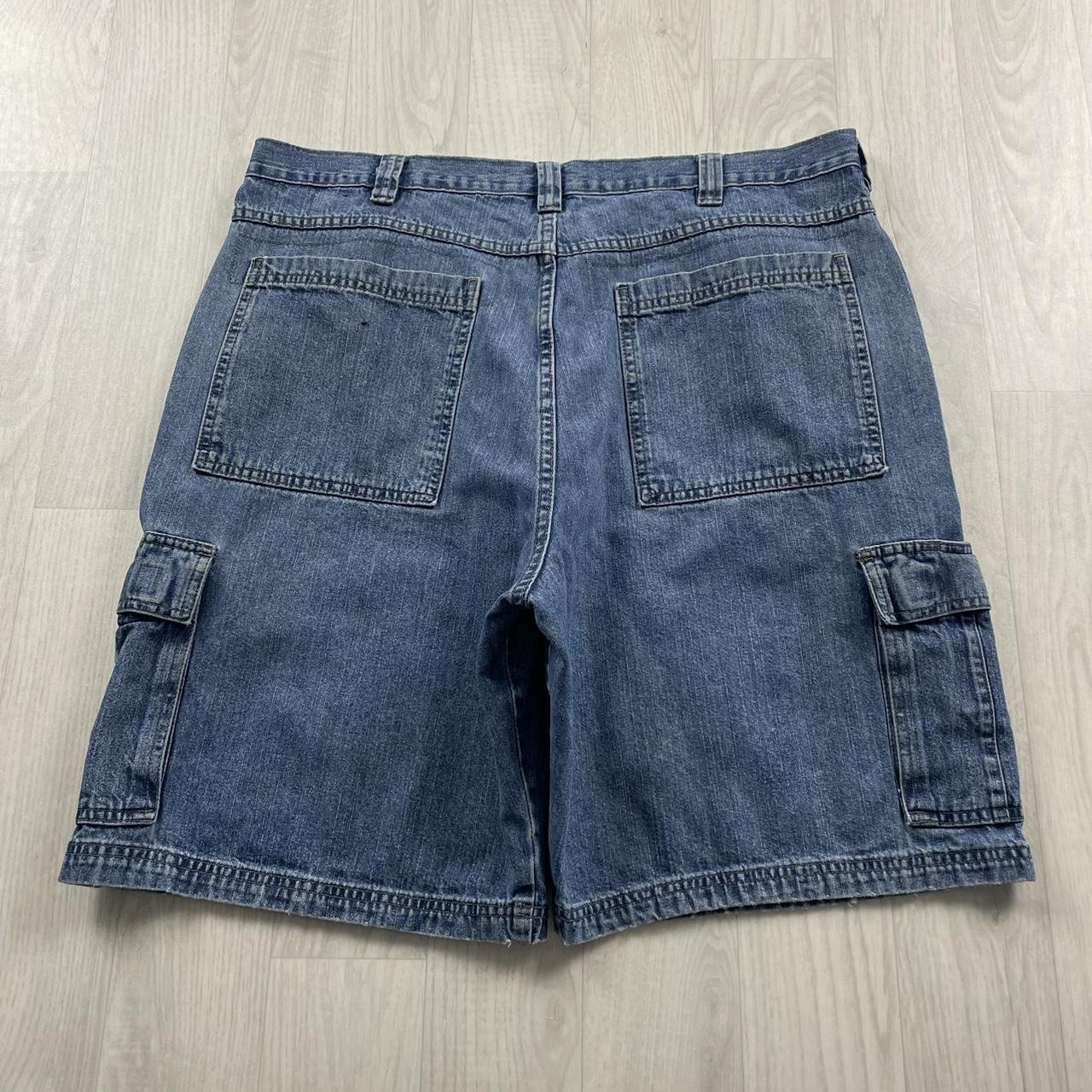 VINTAGE WRANGLER BAGGY CARPENTER CARGO JORTS BLUE (36w)