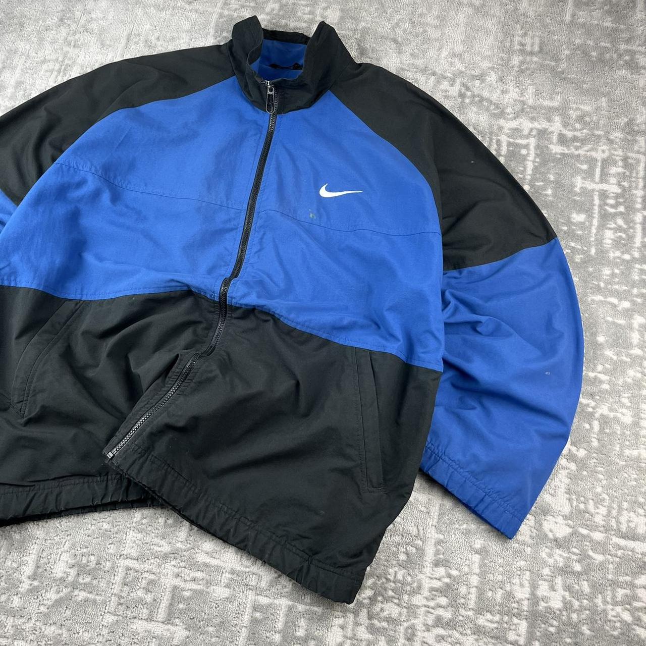 VINTAGE 90s NIKE SPORTY WINDBREAKER TRACKSUIT JACKET BLUE / BLACK