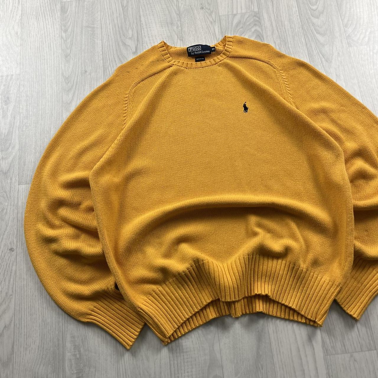 VINTAGE Y2K POLO RALPH LAUREN CHUNKY KNITTED JUMPER YELLOW