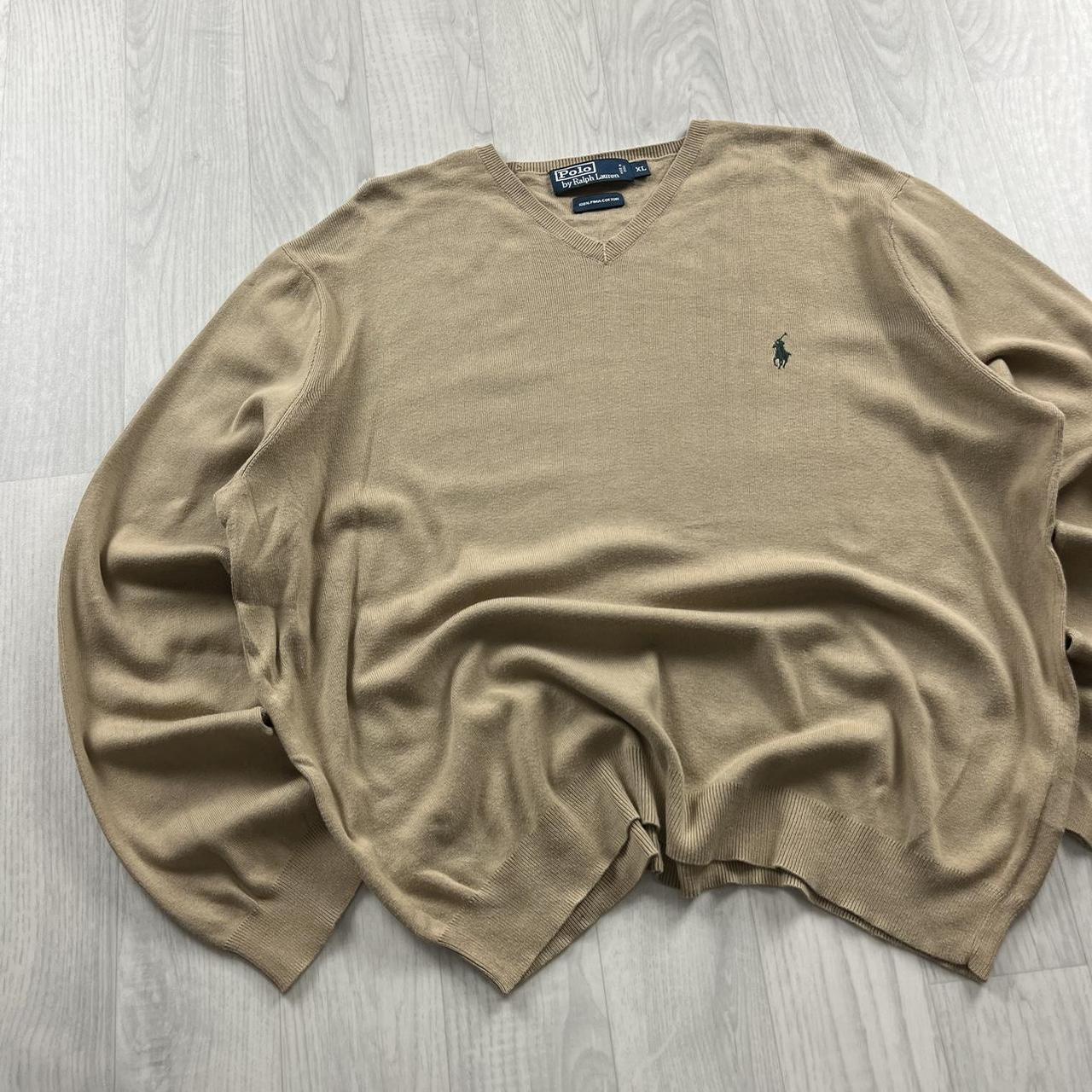 VINTAGE Y2K POLO RALPH LAUREN KNITTED JUMPER BEIGE