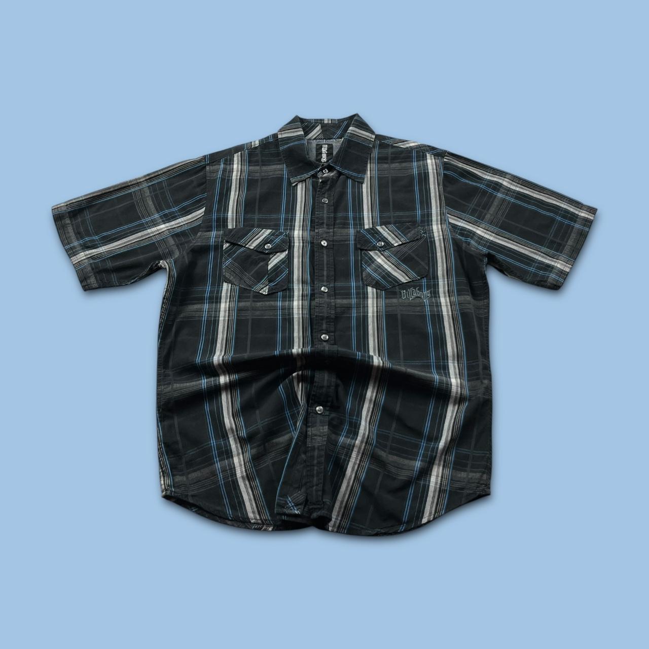 VINTAGE Y2K BILLABONG CHECKERED SHORT SLEEVE SHIRT BLACK