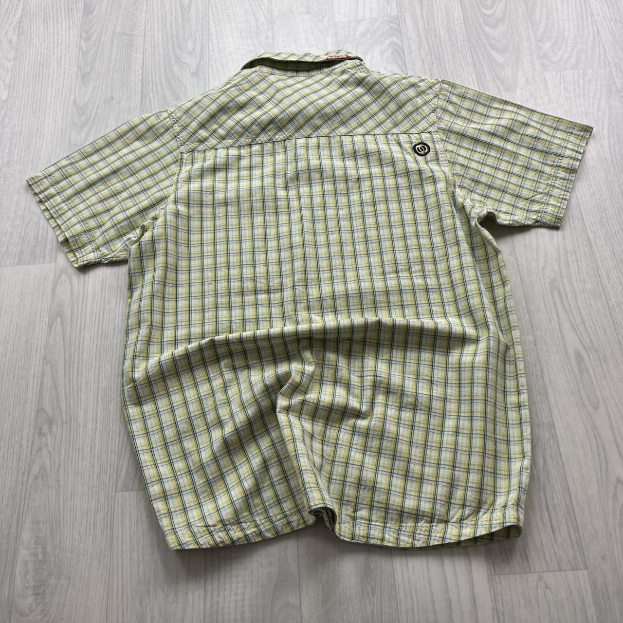 VINTAGE Y2K ANIMAL CHECKERED SHORT SLEEVE SHIRT YELLOW
