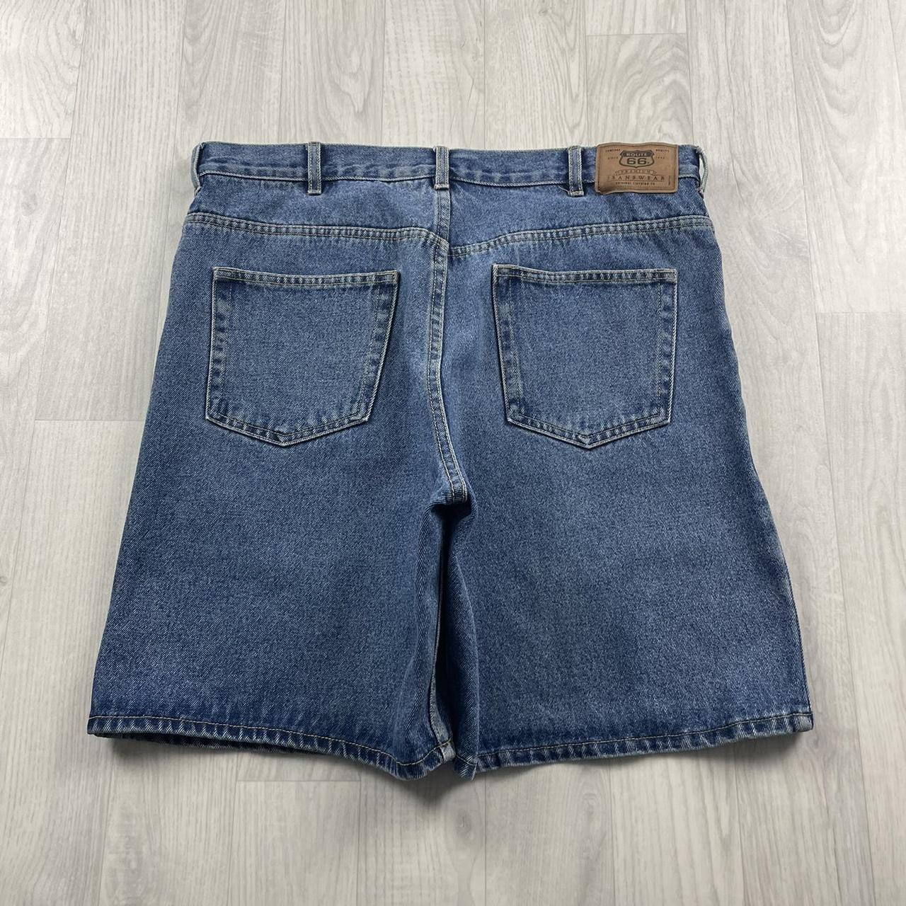 VINTAGE ROUTE 66 BAGGY LOOSE SKATER JORTS BLUE (38w)