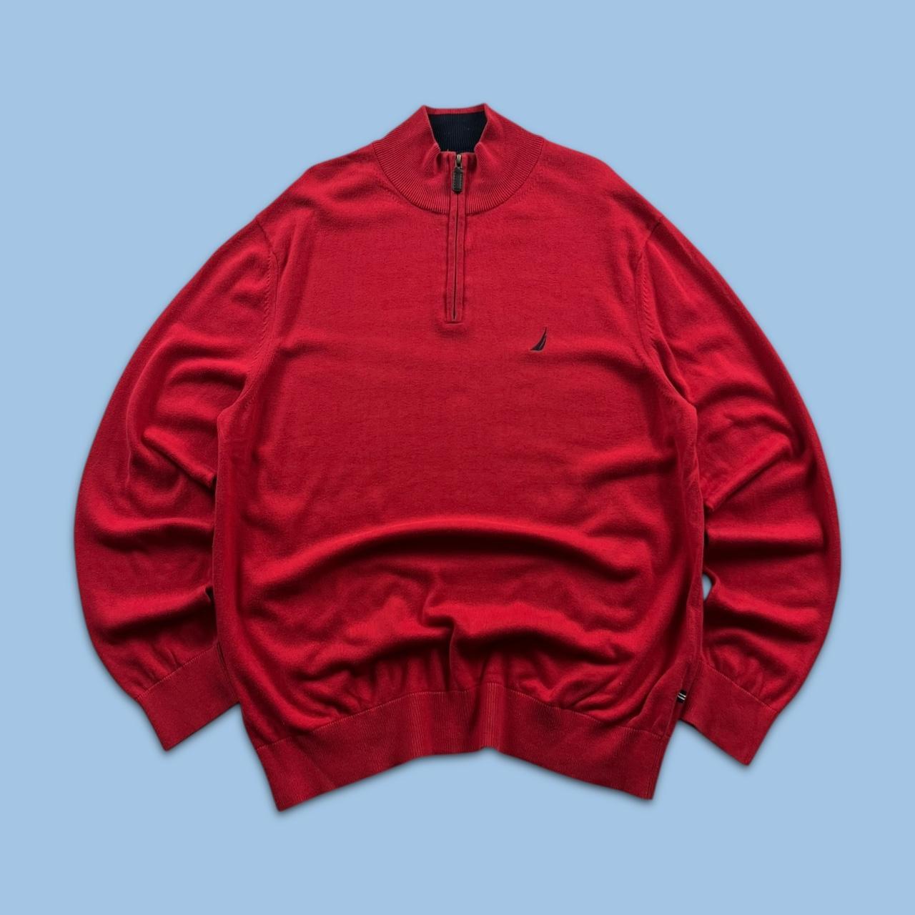 VINTAGE Y2K NAUTICA QUARTER ZIP KNITTED JUMPER RED